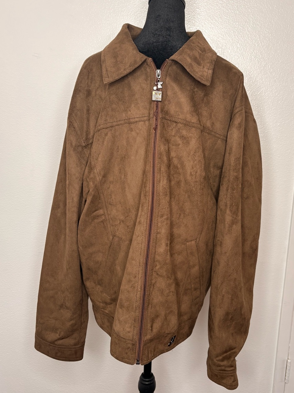 Milano Brown Suede-Look Zip Bomber Jacket